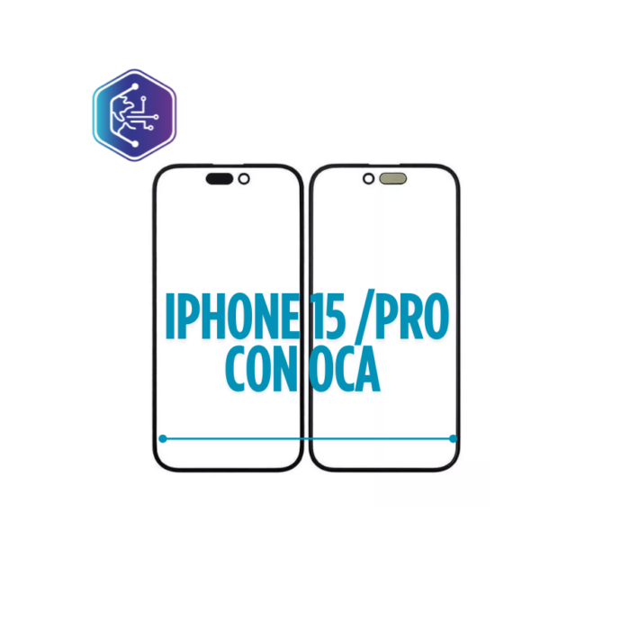 CRISTAL IPHONE 15 CON LAMINA OCA 1:1