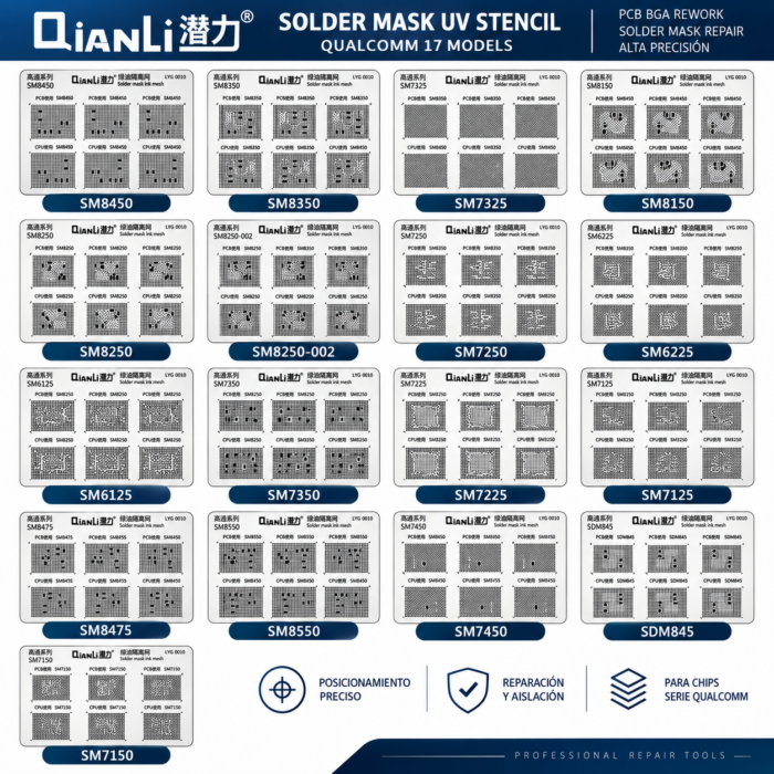 STENCIL UV QIANLI QUALCOMM SERIES 17 MODELOS