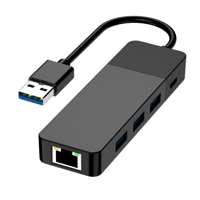 HUB MULTIPUERTO ENTRADA USB 3.0 A USB 3.0 X4 + ETHERNET RJ45 1000MBPS