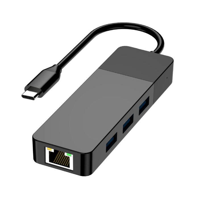 HUB MULTIPUERTO ENTRADA USB C A USB 3.0 X3 CON RJ45 1000MBPS