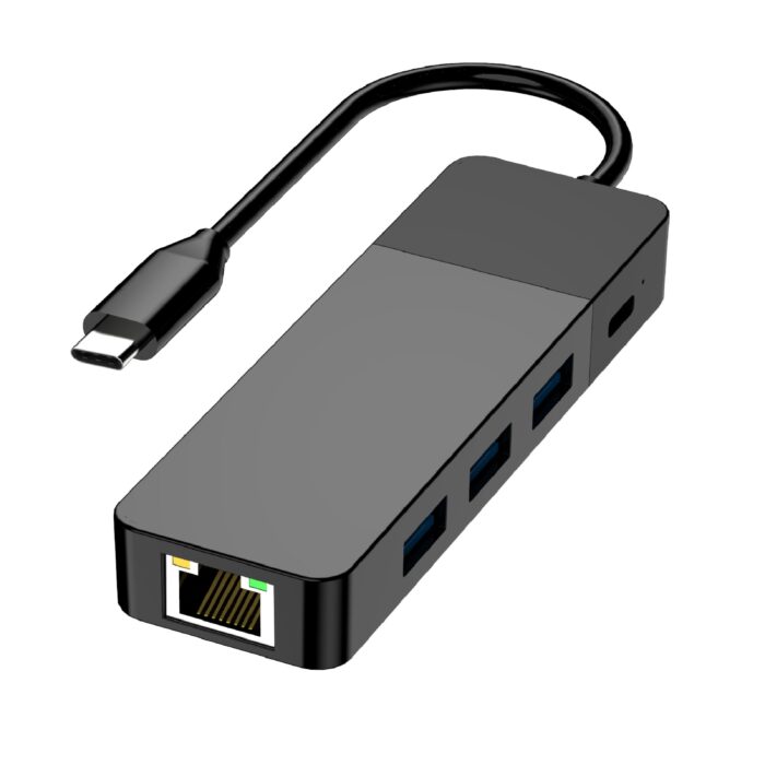 HUB MULTIPUERTO ENTRADA USB C A USB 3.0 X4 + ETHERNET  RJ45 1000MBPS