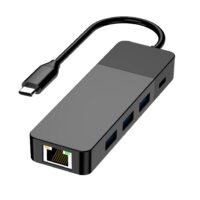 HUB MULTIPUERTO ENTRADA USB C A USB 3.0 X4 + ETHERNET RJ45 1000MBPS HUB MULTIPUERTO ENTRADA USB C A USB 3.0 X4 + ETHERNET RJ45 1000MBPS