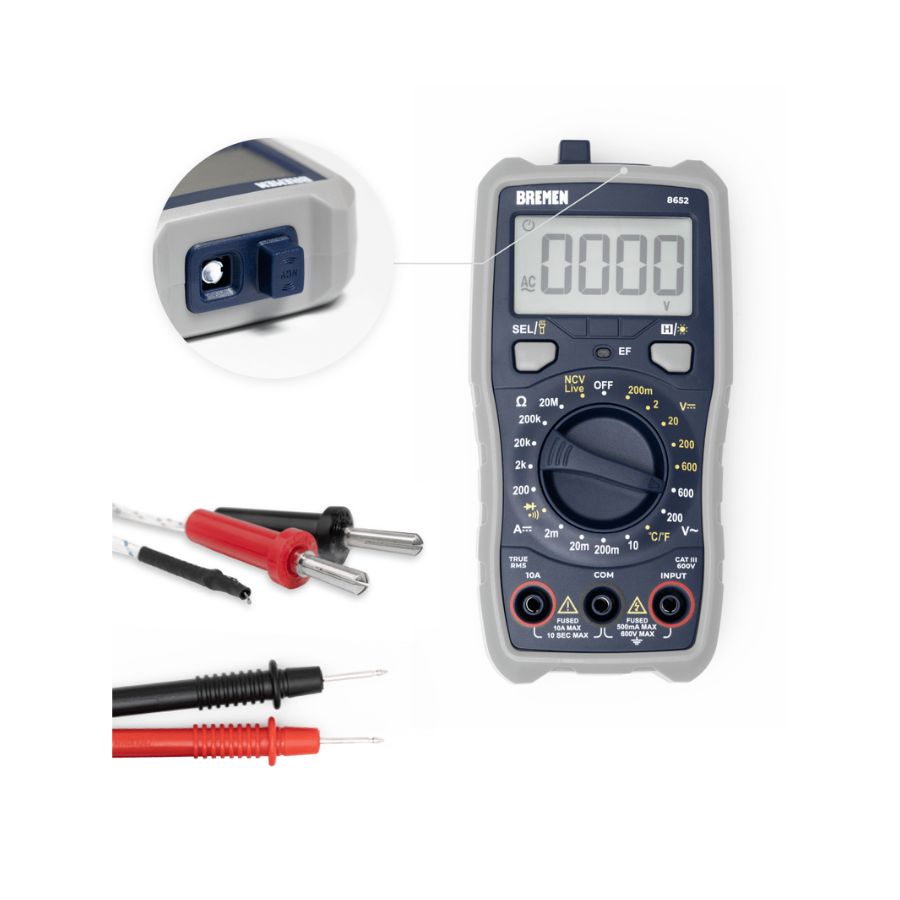 Multimetro Digital True Rms con Medidor de Temperatura Bremen 8652 - Image 3
