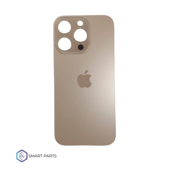 TAPA TRASERA IPHONE 16 PRO GOLD BIG HOLE CON LOGO