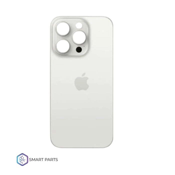 TAPA TRASERA IPHONE 15 PRO BLANCA BIG HOLE CON LOGO